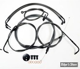 +15" / +17" - KIT CABLES ET DURITES DE FREIN DE GUIDON RALLONGES - TOURING FLHT / FLHX 96/07 - STANDARD - MIDNIGHT - LA-8005KT-16M