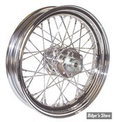 16 x 3.00 - ROUE ARRIERE 40 RAYONS - SPORTSTER / SOFTAIL / FXR / DYNA 79/99 - CHROME AVEC RAYONS CHROME - CHAMBRE A AIR