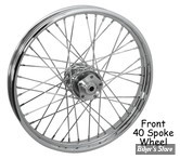 21 X 2.15 - ROUE AVANT 40 RAYONS - FL 73/84 - 21 X 2.15 - MID USA - CHROMÉE AVEC RAYONS CHROMES