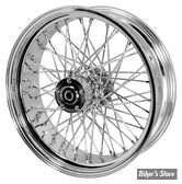 16 x 3.50 - ROUE ARRIERE 60 RAYONS - SPORTSTER / SOFTAIL / FXR / DYNA 79/99 - CHROME AVEC RAYONS CHROME - CHAMBRE A AIR - MOYEU BILLET