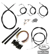 +15" / +17" - KIT CABLES ET DURITES DE FREIN DE GUIDON RALLONGES - TOURING FLHT / FLHX 96/06 - COMPLET - NOIR - LA-8005KT2A-16B