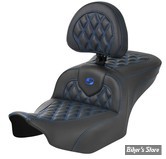 - SELLE SADDLEMEN - ROADSOFA CF STYLE LS Lattice Stitch - TOURING 2023UP - NOIR CARBON FIBER / COUTURES : BLEU - AVEC DOSSIER - 823-07-206B1
