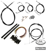 +15" / +17" - KIT CABLES ET DURITES DE FREIN DE GUIDON RALLONGES - TOURING FLTR / FLHR 2007- COMPLET - NOIR - LA-8006KT2B-16B