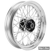 16 x 3.00 - ROUE ARRIÈRE ET AVANT 40 RAYONS - REPLICA - 36/66 - OEM 40981-40 - Replica Front or Rear Spoke Wheel - MOYEU : NOIR / VOILE : CHROME / RAYONS : INOX POLI