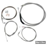 +15" / +17" - KIT CABLES ET DURITE DE FREIN DE GUIDON RALLONGES - SOFTAIL FXST 00/06 - STANDARD - INOX - LA-8130KT-16