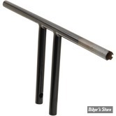 GUIDON CUSTOM - DRAG SPECIALTIES - T-BAR STRAIGHT - HAUTEUR :10" - AVEC EMPREINTES / TBW  - NOIR BRILLANT