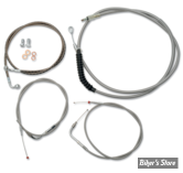 +12" / +14" - KIT CABLES ET DURITE DE FREIN DE GUIDON RALLONGES - SOFTAIL FXST 07/10 - STANDARD - INOX - LA-8140KT-13