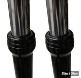 ECLATE N - PIECE N° 23 - CACHES POUSSIERE - LA CHOPPERS - Fork Boot Covers - Fourche de 39mm - Finition : Gloss Black / Noir Brillant