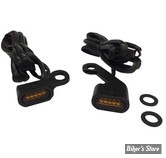 1 - CLIGNOS DRAG SPECIALTIES - LED Handlebar Marker Lights - TOURING 09/16 / SOFTAIL 15/23 - CORPS : NOIR / CABOCHON : ORANGE - L22-0232MBAENU