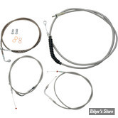 +12" / +14" - KIT CABLES ET DURITE DE FREIN DE GUIDON RALLONGES - DYNA 06/08 - POUR GUIDON HAPEHANGER +12" / +14" - ACIER TRESSE