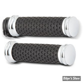 - POIGNEES - ARLEN NESS - SMOOTH SOFT TOUCH BILLET GRIP - DIMPLED RUBBER - CHROME - TIRAGE ELECTRONIQUE - 07-091