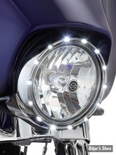 7 - CERCLAGE AVEC ECLAIRAGE - TOURING 83/13 - FIRE RING ARLEN NESS - POUR PHARES OEM DE 7" - FEUX DE POSITION - LED BLANCHES - CHROME