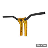 GUIDON PERFORMANCE MACHINE - PHATBAR - 1-1/4" PHATBAR & RISER KIT - HAUTEUR : 12" - CABLAGE INTERNE - NOIR / GOLD OPS - 0208-2195M-SMG