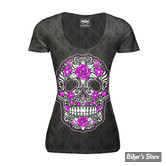TEE-SHIRT - LETHAL THREAT - ANGEL SKULL OF FLOWERS - GRIS - TAILLE M