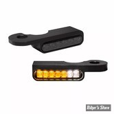 2 - CLIGNOS HEINZ BIKES - STRIPES BELOW BAR TURN SIGNAL - SOFTAIL 14/17 - 2 FONCTIONS - CORPS NOIR / CABOCHON FUME - HBTS-S14-PL