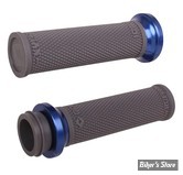 POIGNEES - INDIAN TBW 2018UP - ODI - Lock-On Ruffian Street Grips for Indian - 1" - GRIS / ANODISE BLEU - V30ITWH-U