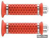 POIGNEES BIKEMASTER ALUMINIUM - RINGER 1 - 7/8" - ROUGE - EMBOUT : AIGLE CHROME