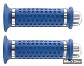 POIGNEES BIKEMASTER ALUMINIUM - RINGER 1 - 7/8" - BLEU - EMBOUT : AIGLE CHROME