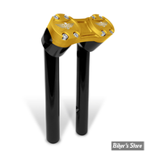 RISERS - HEINZ BIKES - CLUBSTYLE - POUR GUIDON DE 1 1/4" - PULLBACK - HAUTEUR : 25.50 cm / 10" - CORPS : NOIR / PONTET : OR - HB-RPB-10-BG