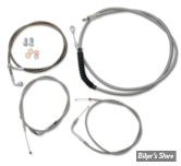 +12" / +14" - KIT CABLES ET DURITE DE FREIN DE GUIDON RALLONGES - DYNA FXDF 08/17 - LA CHOPPERS - STANDARD - INOX - LA-8230KT-13