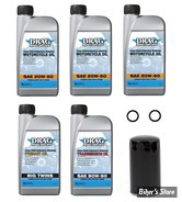 KIT HUILE MINERALE - Kit vidange moteur - 20W50 MINERALE - DYNA 91/98 - DRAG SPECIALTIES - FILTRE A HUILE : NOIR