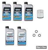 KIT HUILE SYNTHETIQUE - Kit vidange moteur - 20W50 SYNTHETIQUE  - SOFTAIL 07/17 / DYNA 06/17 - DRAG SPECIALTIES - FILTRE A HUILE : CHROME