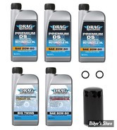 KIT HUILE SYNTHETIQUE - Kit vidange moteur - 20W50 SYNTHETIQUE - DYNA 91/98 - DRAG SPECIALTIES - FILTRE A HUILE : NOIR 
