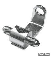 REPARTITEUR / CORPS DE CONTACTEUR DE FREIN ARRIERE - GOODRIDGE - 1/8" NPT > AN3 3/8"-24 X 2 - AVEC SUPPORT - CHROME - MCHD-016