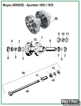  ECLATE O - PIECE N° 00 - ECLATE DES PIECES DE MOYEU DE ROUE ARRIERE - SPORTSTER 1955 / 1978