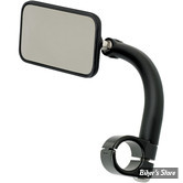 Ø GUIDON : 25,40MM / 1" - RETRO RECTANGLE - BILTWELL - UTILITY PERCH MOUNT MIRRORS WITH CLAMP - FINITION : NOIR / CÔTÉ : GAUCHE OU DROIT - POUR DIAMETRE 1" (25MM)