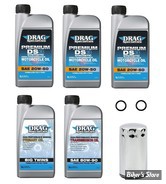 KIT HUILE SYNTHETIQUE - Kit vidange moteur - 20W50 SYNTHETIQUE - DYNA 91/98 - DRAG SPECIALTIES - FILTRE A HUILE : CHROME