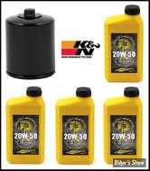 KIT VIDANGE MOTEUR - MCS - TWINCAM - HUILE FULL SYNTHETIQUE - 4 BIDONS D'HUILE + 1 FILTRE K&N NOIR