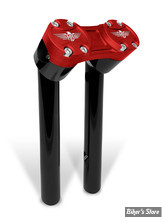 RISERS - HEINZ BIKES - CLUBSTYLE - POUR GUIDON DE 1" - PULLBACK - HAUTEUR : 25.50 cm / 10" - CORPS : NOIR / PONTET : ROUGE - HB-RPB1-10-BR