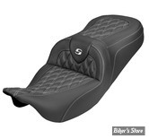 SELLE DUO SADDLEMEN - ROADSOFA LATICE STICH - CARBON FIBER - TOURING 08/25 - NOIR/COUTURES BLANCHES - 808-07B-20606