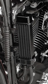 RADIATEUR D'HUILE - BIGTWIN 55/83 / SOFTAIL 84/17 / DYNA 91/17 / TOURING 84/16 / SPORTSTER 86UP / FXR 82/94 - JAGG - KIT COMPLET - Vertical - SLIMLINE - 6 ROW - Noir - 750-1200