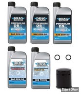 KIT HUILE SYNTHETIQUE - Kit vidange moteur - 20W50 SYNTHETIQUE - SOFTAIL 84/98 - DRAG SPECIALTIES - FILTRE A HUILE : NOIR 