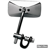 Ø GUIDON : 22MM / 7/8" OU 25,40MM / 1" - RETRO - CLAMP-ON STYLE STEEL MIRROR - EMGO - RECTANGLE - ACIER COULÉ - 20-34822 - CHROME