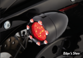 AV / AR - 2 FONCTIONS - 1157 / DOUBLE FILAMENTS / BULLET - INSERTS DE CLIGNOTANTS - ARLEN NESS - NESS FIRE RING LED KIT - CORPS : NOIR / ECLAIRAGE : ROUGE / LED CERCLAGE : ROUGE