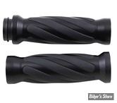 - POIGNEES - DRAG SPECIALTIES - TIRAGE ELECTRONIQUE - CUSTOM RUBBER INSERT GRIPS - TWIST RUBBER GRIP - NOIR - 17-0543MBT