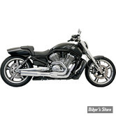 ECHAPPEMENT BASSANI - ROAD RAGE II B1 POWER SYSTEM 2EN1 - V-ROD 07UP - CHROME / EMBOUT BILLET NOIR / PARES CHALEUR CHROME