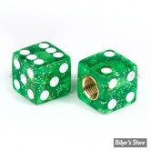 BOUCHONS DE VALVE TRIK TOPZ - DICE - VERT PAILLETTE