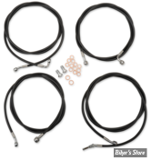 + 10" - KIT CABLES ET DURITE DE FREIN DE GUIDON RALLONGES - TOURING FLHT/FLHR/FLTR 17/20  ABS - LA CHOPPERS - STANDARD - NOIR - LA-8054KT-08B