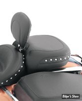 SELLE MUSTANG - WIDE SOLO SEATS AVEC DOSSIER - CHROME STUDDED SOLO SEAT - AVEC RIVETS CHROME : POUF PASSAGER