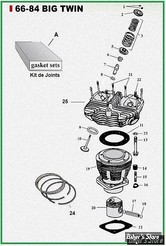  ECLATE G - PIECE N° 00 - ECLATE PIECES CYLINDRES ET CULASSE - SHOVELHEAD 66/84