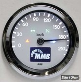 - MINI COMPTEUR ELECTRONIQUE MMB 60mm - ELT60 Basic Speedometer - 220 KM/H - FOND BLANC - CORPS CHROME - RÉTRO-ÉCLAIRAGE