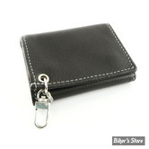 PORTEFEUILLE - AMIGAZ - LEATHER - TRIFOLD WALLET - BLACK PIPED SOFT