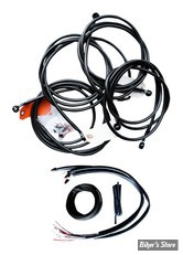 +15" / +17" - KIT CABLES ET DURITES DE FREIN DE GUIDON RALLONGES - TOURING FLHT / FLHX 2016 AVEC ABS - COMPLET - MIDNIGHT - LA-8053KT2-16M