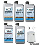 KIT HUILE MINERALE - Kit vidange moteur - 20W50 MINERALE - SOFTAIL 84/98 - DRAG SPECIALTIES - FILTRE A HUILE : CHROME 