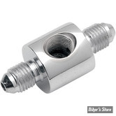 REPARTITEUR / CORPS DE CONTACTEUR DE FREIN ARRIERE - GOODRIDGE - 1/8" NPT > AN3 3/8"-24 X 2 - CHROME - MCHD-011CH