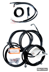 +12" / +14" - KIT CABLES ET DURITES DE FREIN DE GUIDON RALLONGES - TOURING FLHT / FLHX 2016 AVEC ABS - COMPLET - NOIR - LA-8053KT2-13B